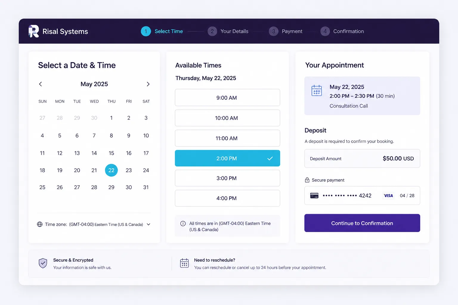 A booking conversation UI