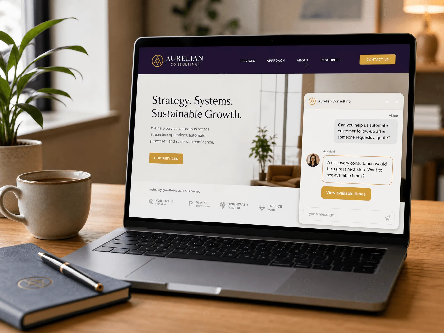 A boutique consulting firm’s chatbot in action