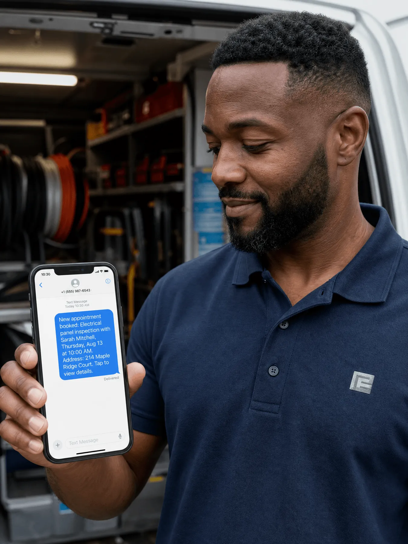 An appointment notification reaching the business owner